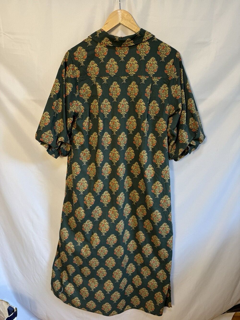 Entro Women Maxi Floral Dress M Print Short Sleeve Shirt Dress Collared Anthro - Picture 9 of 11